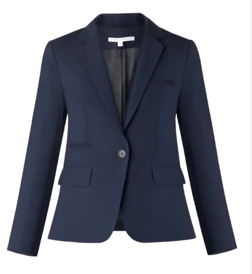 Veronica Beard Navy Classic Dickey Blazer Virgin Wool Tailored Jacket Size 6